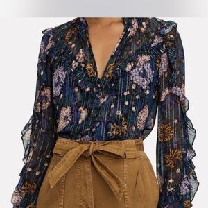 Floral Ruffle Blouse - Veronica Beard